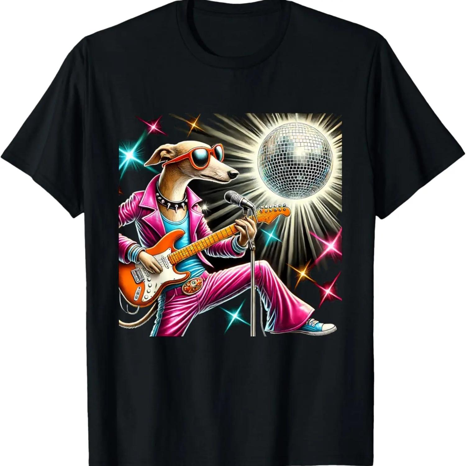 Disco Ball Guitar Greyhound Dog T-Shirt S чёрный