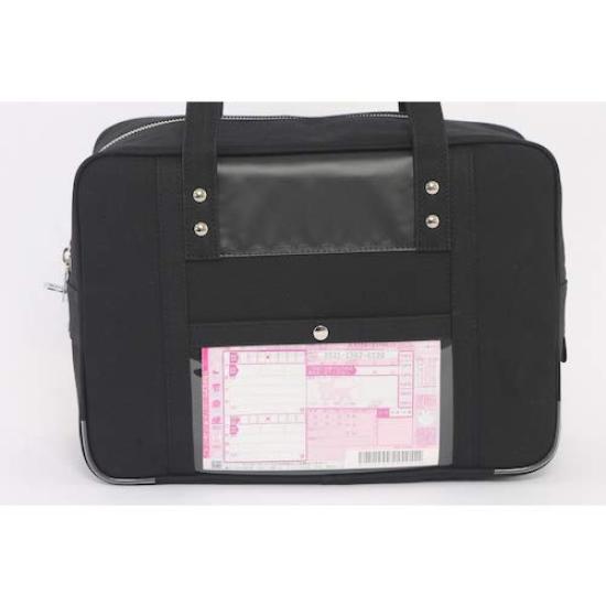 Canvas Mail Boston Bag with Horseshoe Lock not Navy Blue 21L 29 cm Black [Sanei] (M) (Padlock included) 0.73kg BTM-U-01
