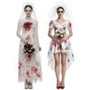 Halloween ghost bride costume, blood-stained white wedding dress, horror-themed party stage performance costume