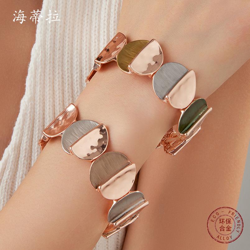 New Round Geometric Bracelet, Color Dripping Oil Environmentally Friendly Alloy Bracelet, Hand-painted Shape Women