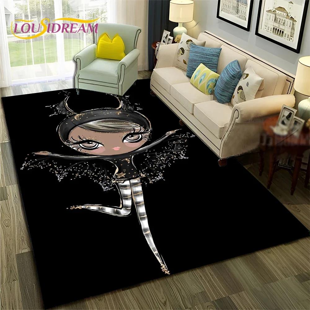 Cartoon Ballerina Fairy Cute Ballet Girl Carpet Rug for Home Living Room Bedroom Sofa Doormat Decor,Child Non-slip Floor Mat
