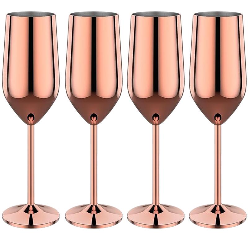 4Pcs New Stainless Steel Wine Glasses Unbreakable Metal Cocktail Glasses 220ml for Drinking Cocktails and Wine In the At Bar Cup