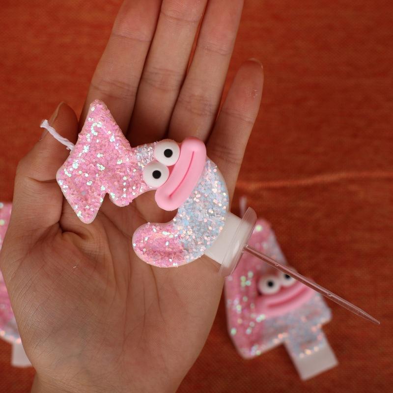 Sausage Mouth Cartoon Number Birthday Candle Cake Decoration Holiday First Birthday Celebration Handmade Candle 0-9diy