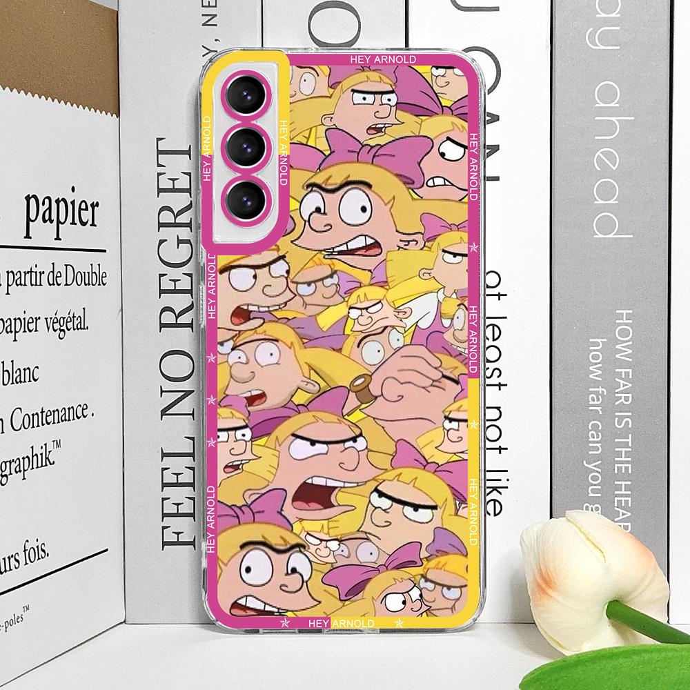 Hey A_Arnolds Helga Cartoon Phone Case for Samsung Galaxy A55 A54 A53 A51 A70 A32 A31 A22 A13 A52 5G Transparent Soft Cover Skin