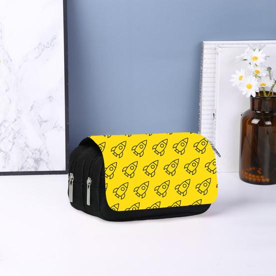 Pencil Case High Capacity Waterproof Double-layer Cartoon Flip Starry Sky Astronaut Pen Bag School