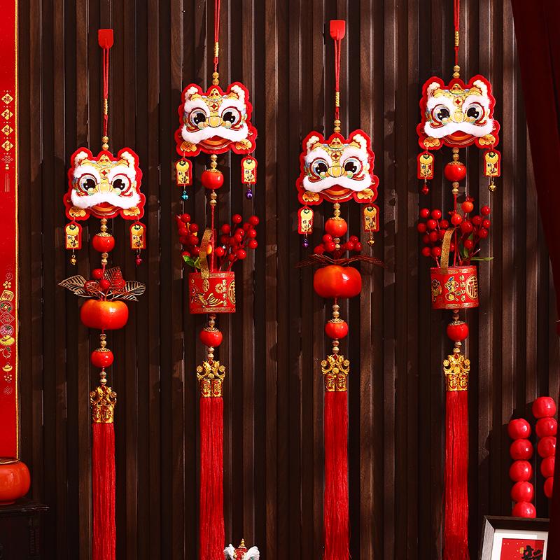Chinese New Year 2026 Decoration Hanging Ornament Red Horse Figurine for Living Room Bag Lion Pendant Party Favors