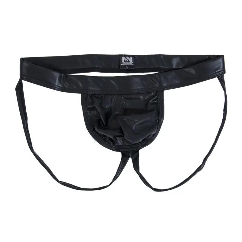 Sexy Lingerie Faux Leather Gay Men's Jockstrap Underwear Erotic Panties Sex Male's Thongs Underwear Low-Rise G-Strings