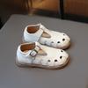 Girl Sandals Summer New Leather Cut-outs Children Solid Color Flat Shoes Fashion Kids Boy Causal Beach School Sandals Soft Soled