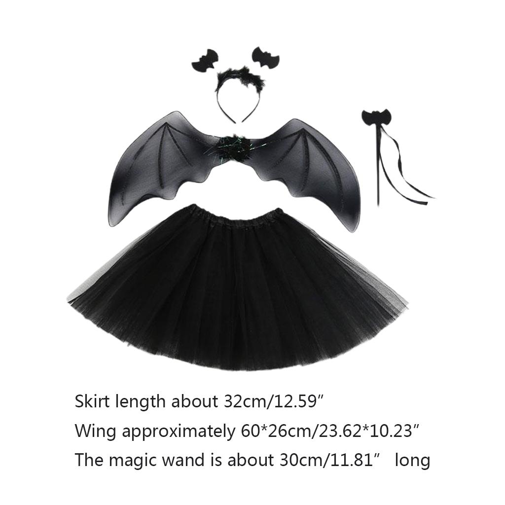 Bat Fairy Wand Hairhoop Wing Tutu Skirt Kid Girl Birthday Gift Party Halloween Cosplay Prop for Children's Day Stage