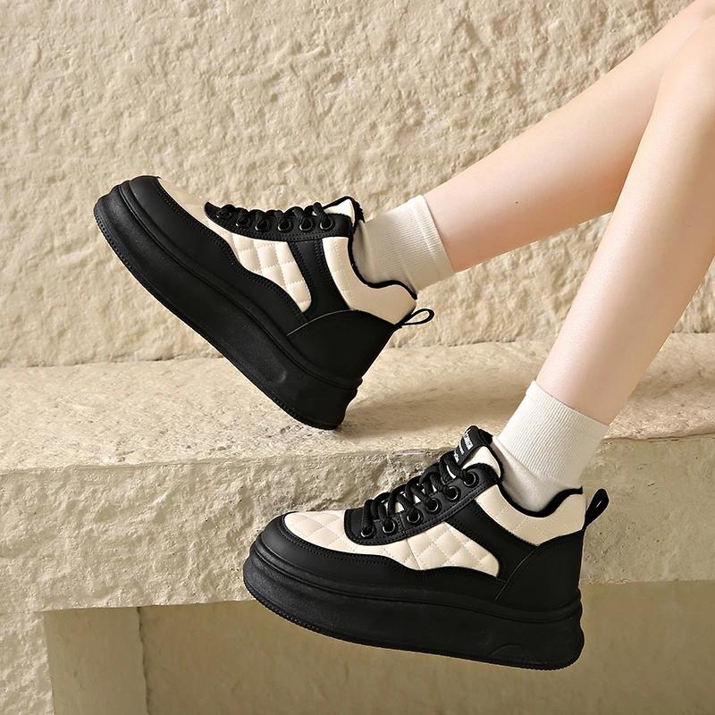 Кроссовки на платформе женские с круглым носком на плоской подошве осень-зима новые — фото 6