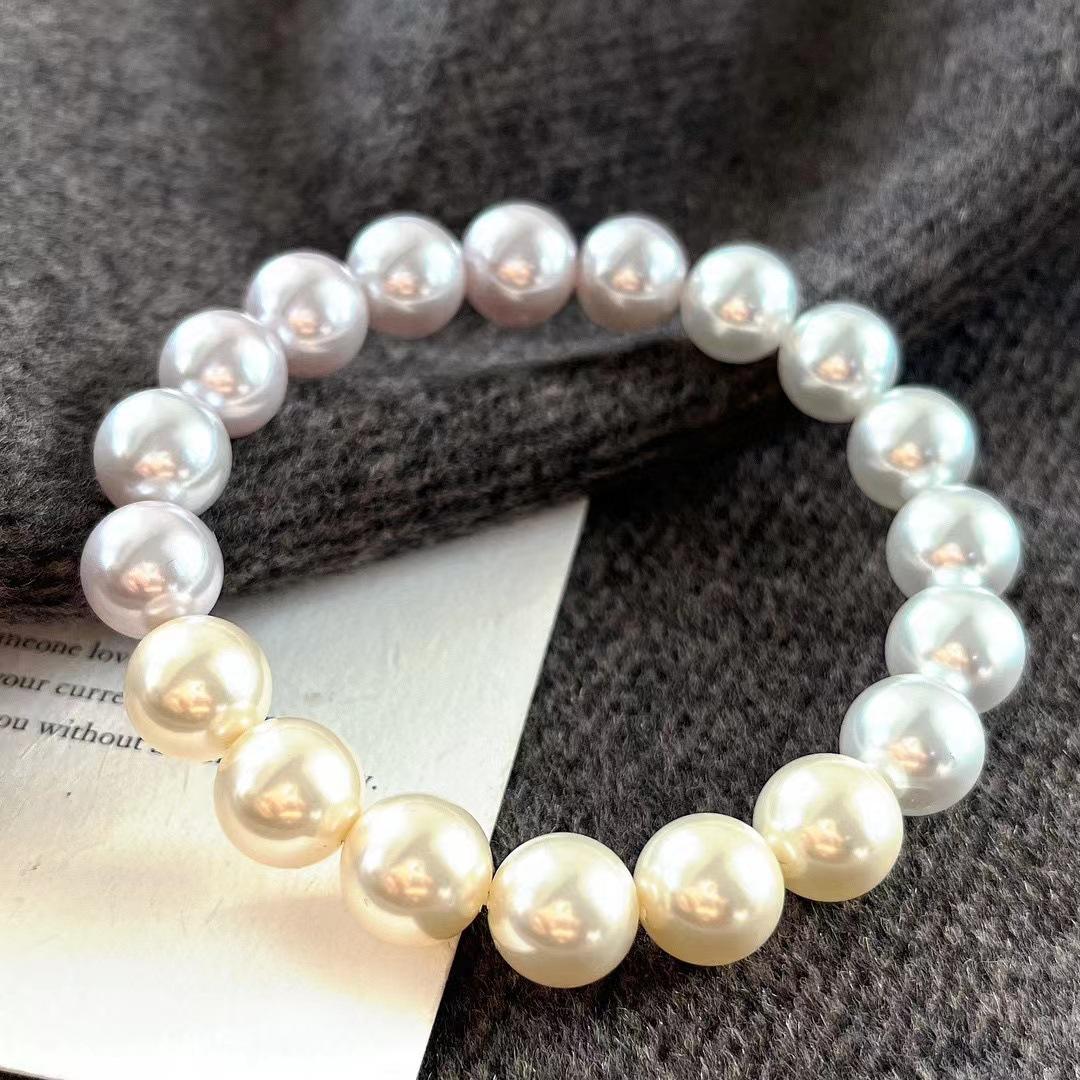 Vintage Strong Light High Quality Shijia Crystal Artificial Tahitian Morandi Maillard Pearl Bracelet