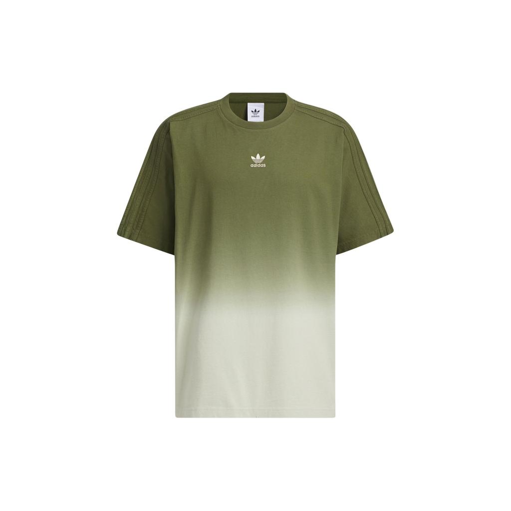 Adidas Originals Gradient Design Casual Crew Neck Short Sleeve Printed T-Shirt Unisex Tops Olive Green JG1523