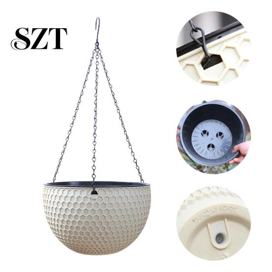 Flower Hanger Hanging Basket Imitation Honeycomb Self Water Absorption Plant Pot Waterproof Outdoor Resin for Garden