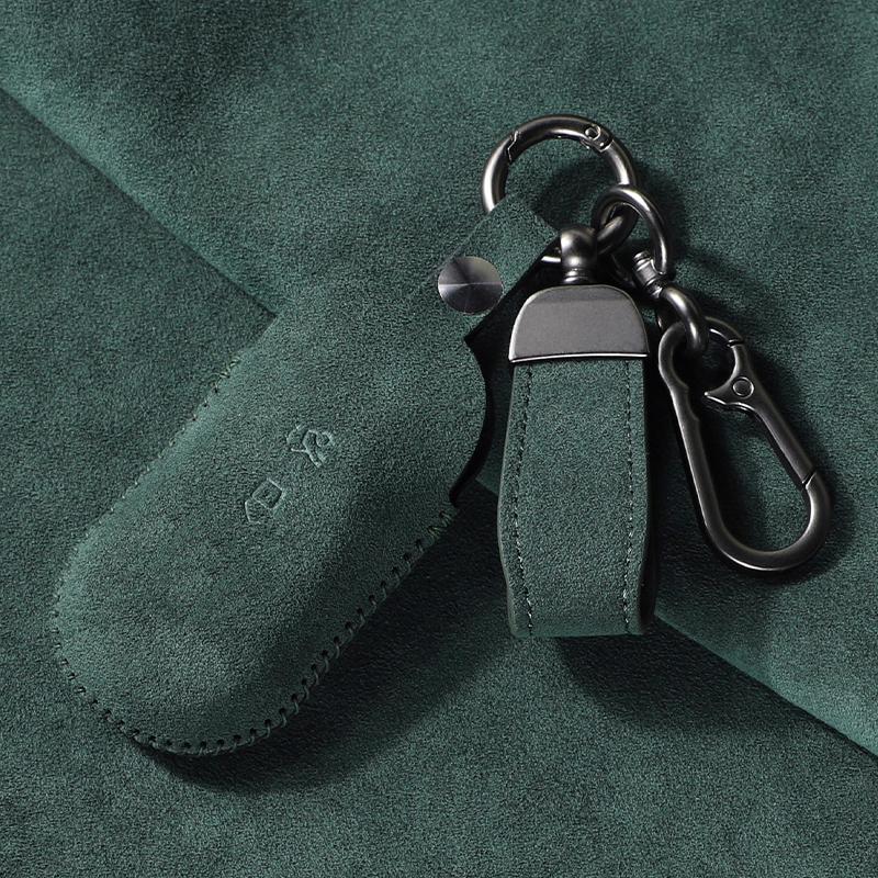 Suede Leather Car Key Case Cover for Mercedes-Benz C S GLC EQE EQS Class W223 X254 V297 V295 W206 S206 X206 key Fob Shell Case
