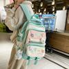 Contrasting Color Junior High School Students' Large Capacity Schoolbags  Female High School Students' Shoulder Bags  Balloon Badges and Backpacks