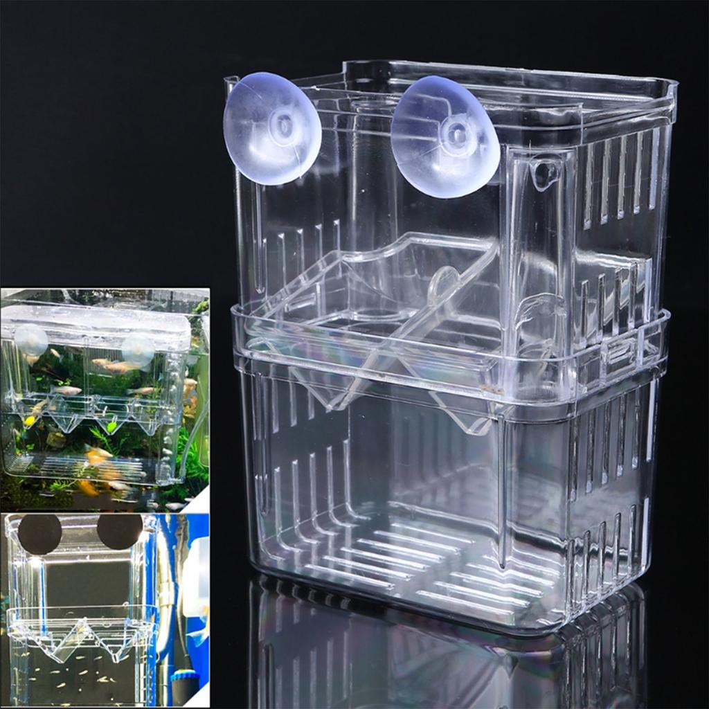 Baby Fish Breeding Box Clear Acrylic Isolation Boxes Aquarium Hatchery Incubator with Suction Cups for Newborn Shrimp