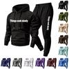 Men's Casual Graphic Print Hoodie and Sweatpants 2 Piece Set with Elastic Waist Straight Leg Pants
