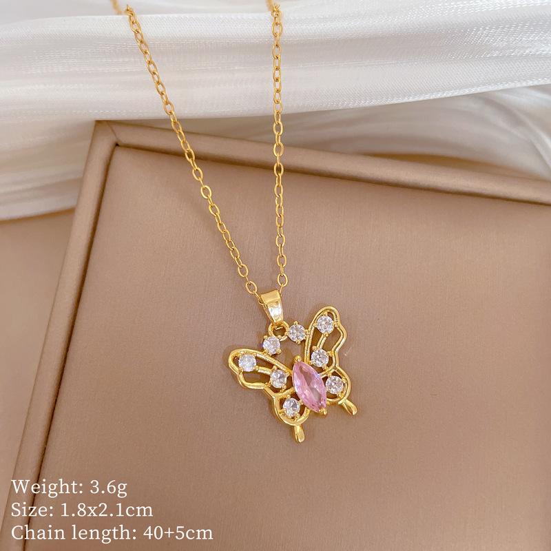 Copper Micro-Inlaid Necklace Women'S Copper Micro-Inlaid Real Gold Electroplating Simple And Exquisite Collarbone Chain Neck Chain