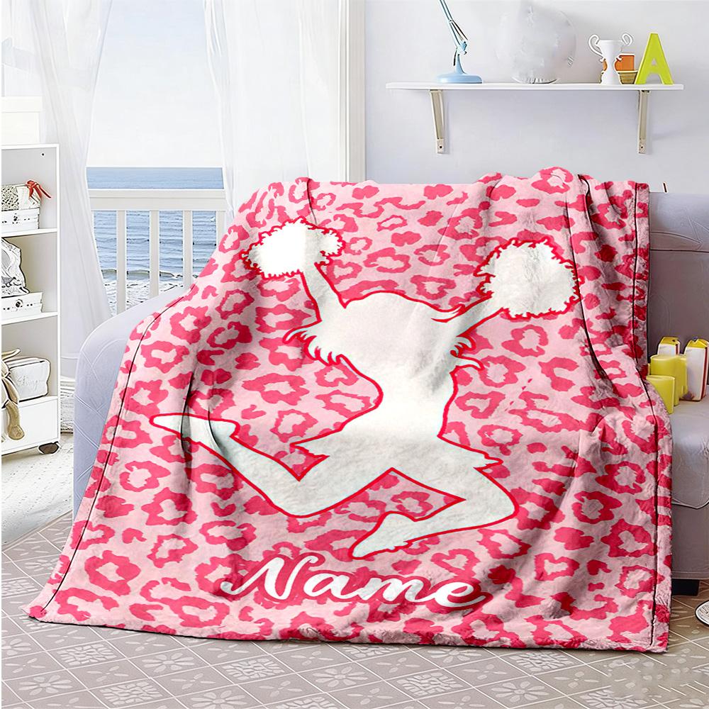 Pink Personalized Text Blanket Cozy Personalized Blanket Comfortable Great for Sofa Office Chair Picnics Bedding Four Seasons Universal