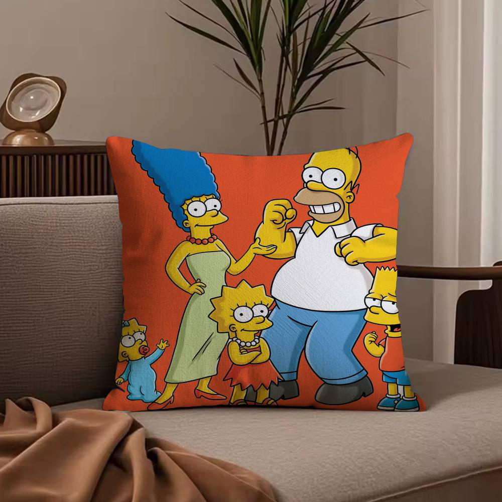 Cartoon The S-Simpsons Pillow Case Anti-dustmite Pillowcase Invisible Zipper Silky Short Plush Sofa Cushion Cover