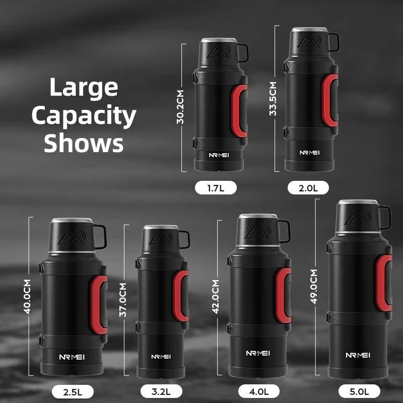 Stainless Steel Insulated Water Bottle with Handle, Outdoor Portable Thermos Bottle, Large Capacity, Keep Hot and Cold, 72H, 316