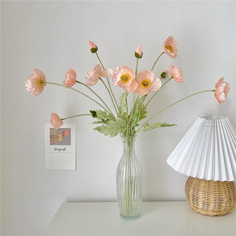 1 Bouquet 4 Heads Artificial Flowers Fake Silk Corn Poppy Flower Wedding Flower Bouquet Home Garden Party Decoration