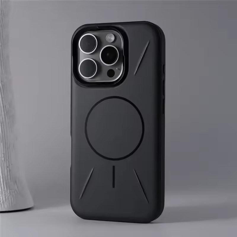 

Магнитный чехол для беспроводной зарядки MagSafe для iPhone 16 15 14 13 12 Pro Max Plus Матовый гибридный противоударный Жесткий бронированный чехол iPhone 12 чёрный