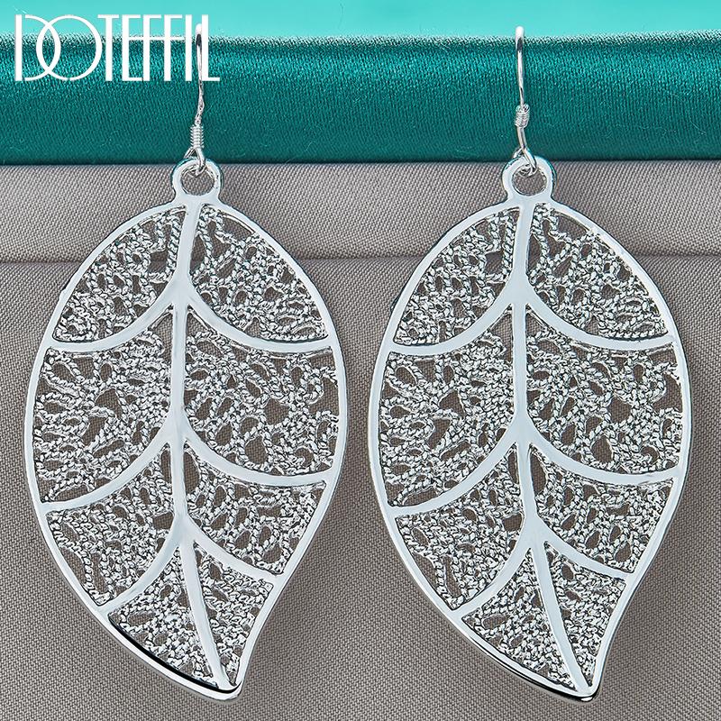 925 Sterling Silver Leaf Piercing Earrings Wedding Jewelry