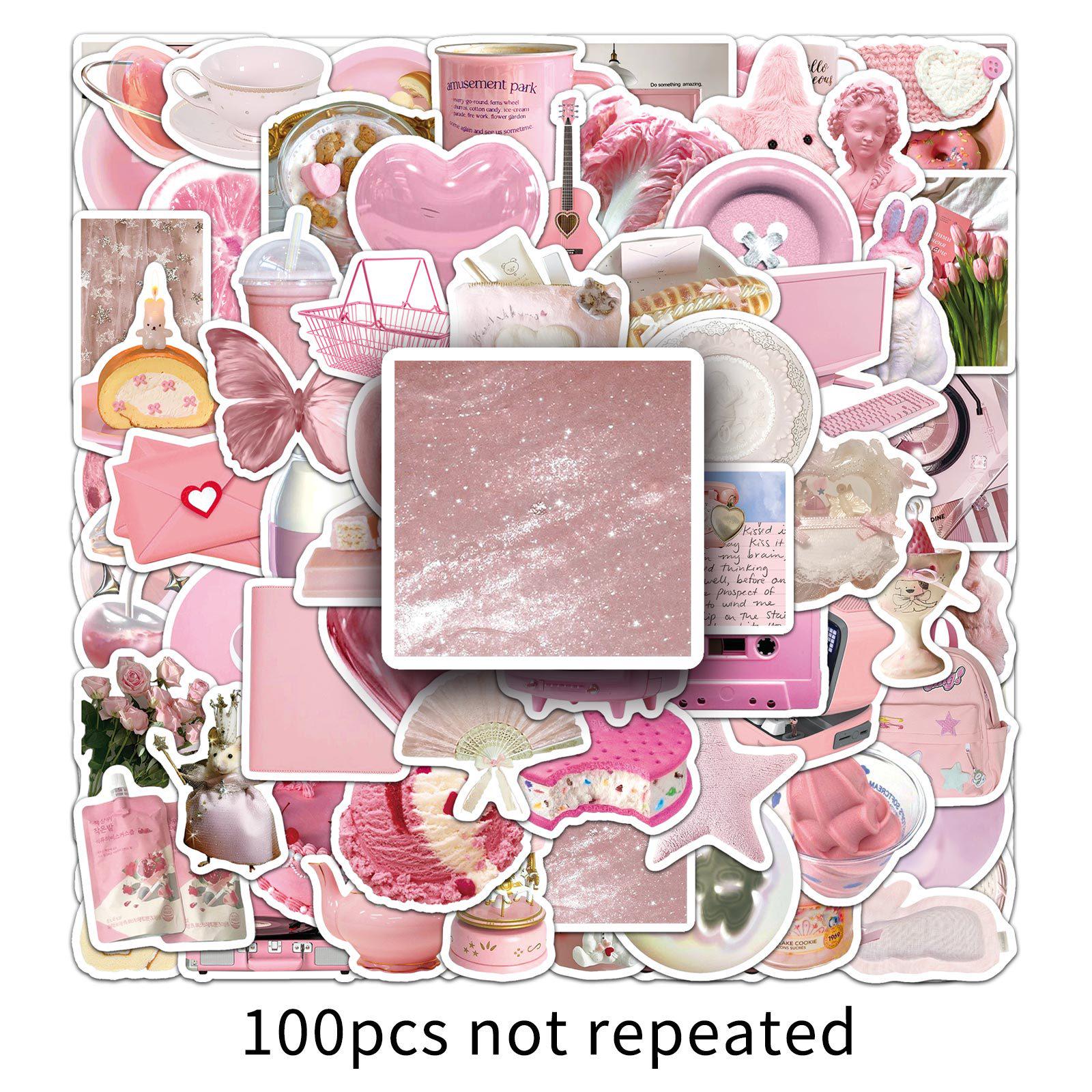 100 Pink Graffiti Stickers for Water Bottles, Phones, and Luggage - Fresh DIY Style