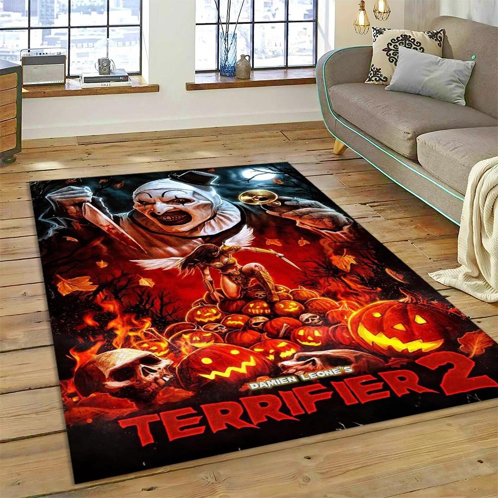 2025 New Style Terrifier 3 Horror Clown Movie Carpet Rug for Bedroom Living Room Home Sofa Decoration,kids Play Decor Floor Mat