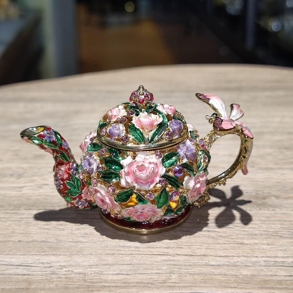 Chińskie Retro Pastoralny Styl Emaliowane Pudełko na Biżuterię Rękodzieło Dekoracja Domu Czajnik Mała Ozdoba Pudełko na Biżuterię