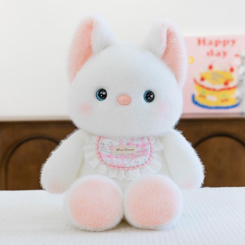 Cat Bib Rabbit Bear Plush Toy Animal Stuffed Doll Cartoon Decoration Bedroom