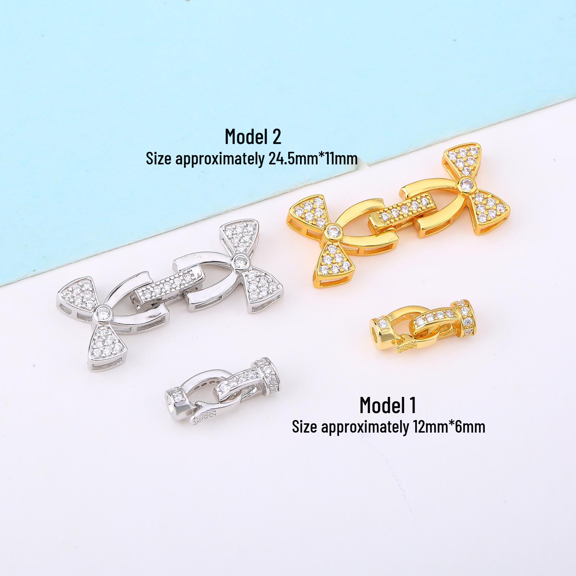 

Handmade S925 Sterling Silver Geometric Pearl Rhinestone Clasp for DIY Jewelry Accessories Gold Style 1 (Approx. 12mm*6mm)