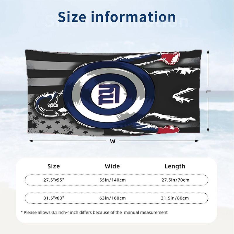 New York Giants (23) Theme Beach Towel Sand Resistant Soft And Comfortable Suitable For The Pool Camping Yoga And Diving A Travel