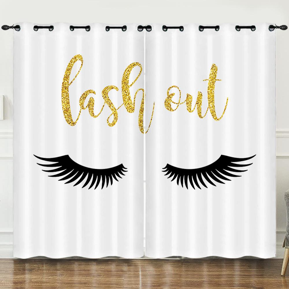 Curtains, Heavy Makeup, Long Eyelashes, Digital Printing, Blackout Curtains, No Punching