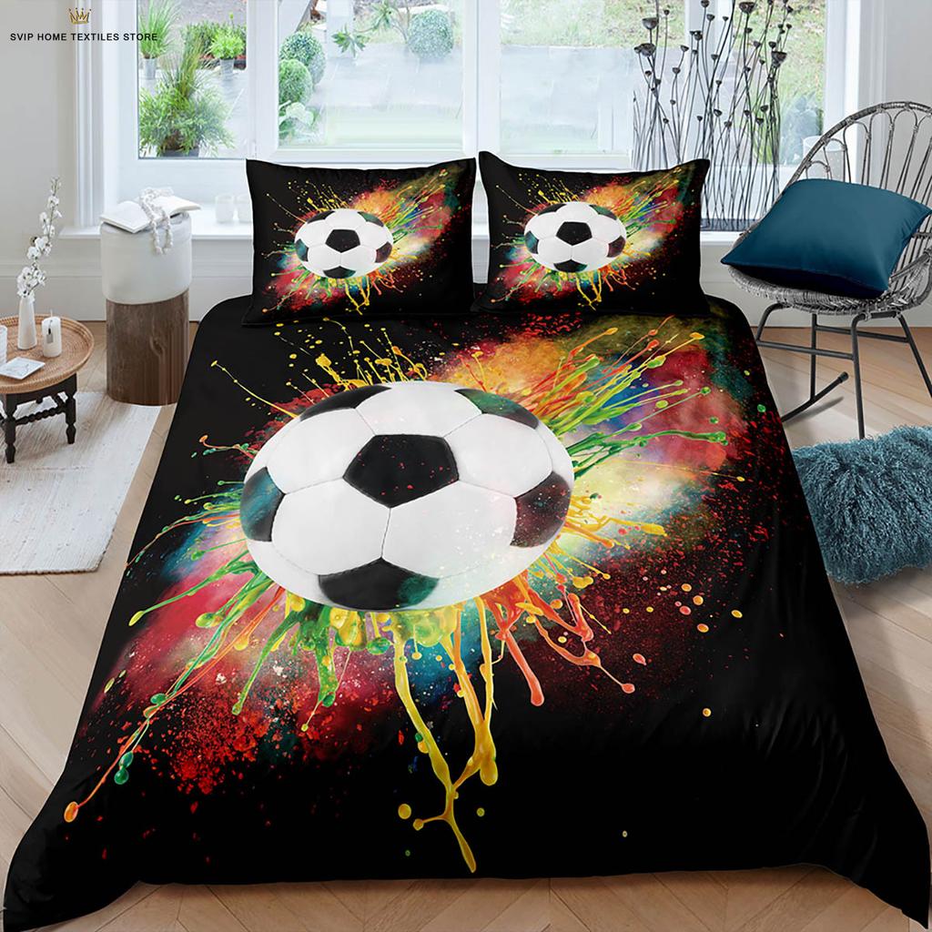 Football 3d Printed Quilt Cover Machine Washable Duvet Cover Bedding Set Quilt Cover Pillowcase Can Be Customized