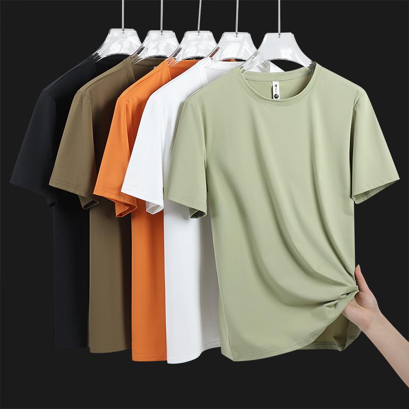 T-shirt Men's Short-sleeved Ice Silk Large Size Round Neck Quick-drying Stretch Short-sleeved T-shirt L-7XL
