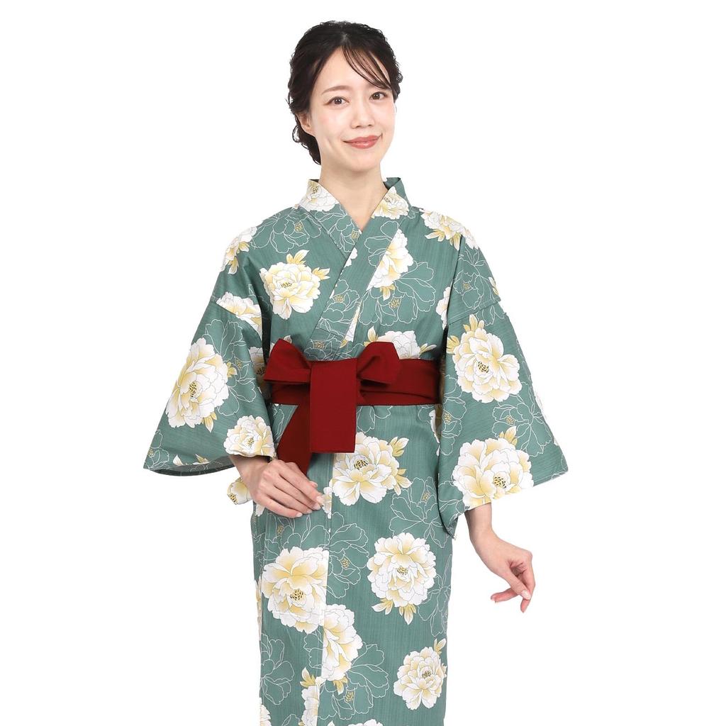Linen Yukata for Ryokan Plus Suitable for Business and Hot Springs Size S [Fuuka] Women's (Single Piece) Style, Size, Use, Sleepwear, (Peony Poem),