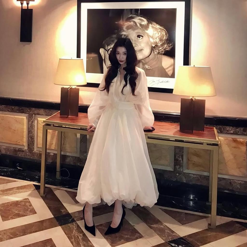 2026 Summer New European and American French Gentle Wind Waist Mesh Super Fairy Sweet Dress Women