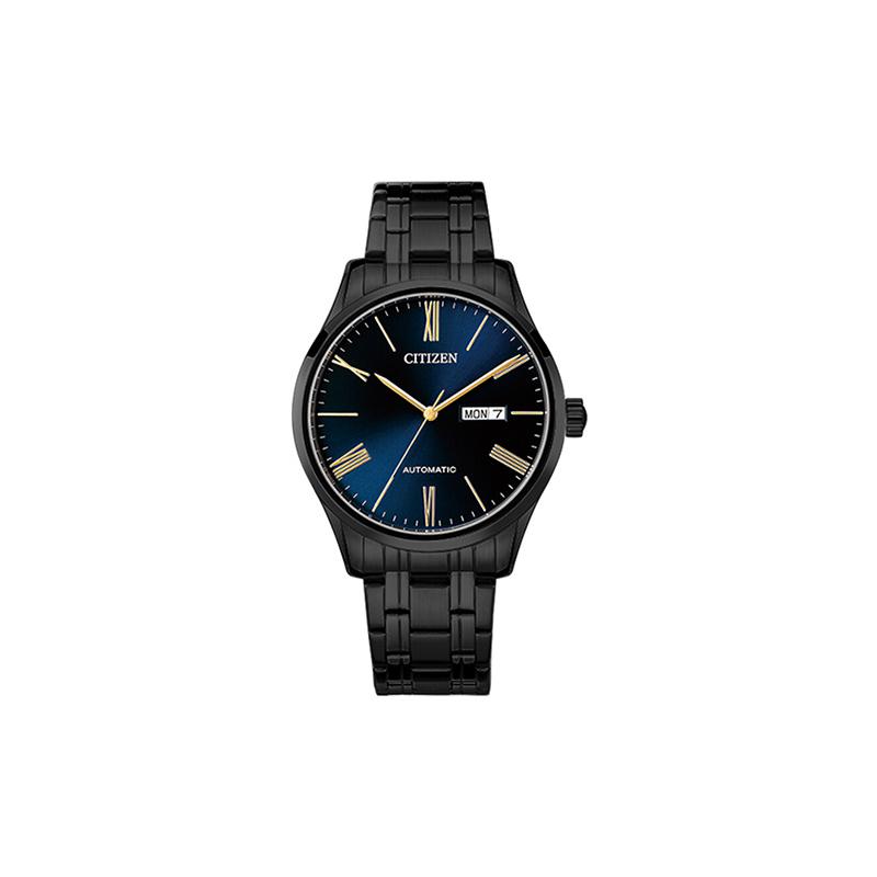 CITIZEN 50m waterproof mechanical movement Steel Strap men s watch black dial NH8365-86MB чёрный