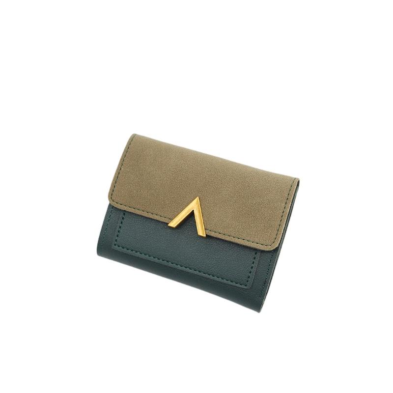 Fashionable Korean-style Women's Wallet With Metal Elements, 2 Folds And Convenient Cover-opening Design
