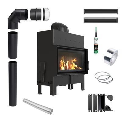 Fireplace Insert KRATKI FLOKI 12kW Ø200 Black with Closing Installation Kit