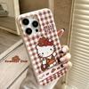 New Checked Denim Kt Cat Suitable for Iphone16promax Leather Pattern Apple 15 Protective Cover 14