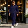 Men's Multi-Pocket Zip-Up Hooded Sweatshirt and Pants Set Athletic Tracksuit