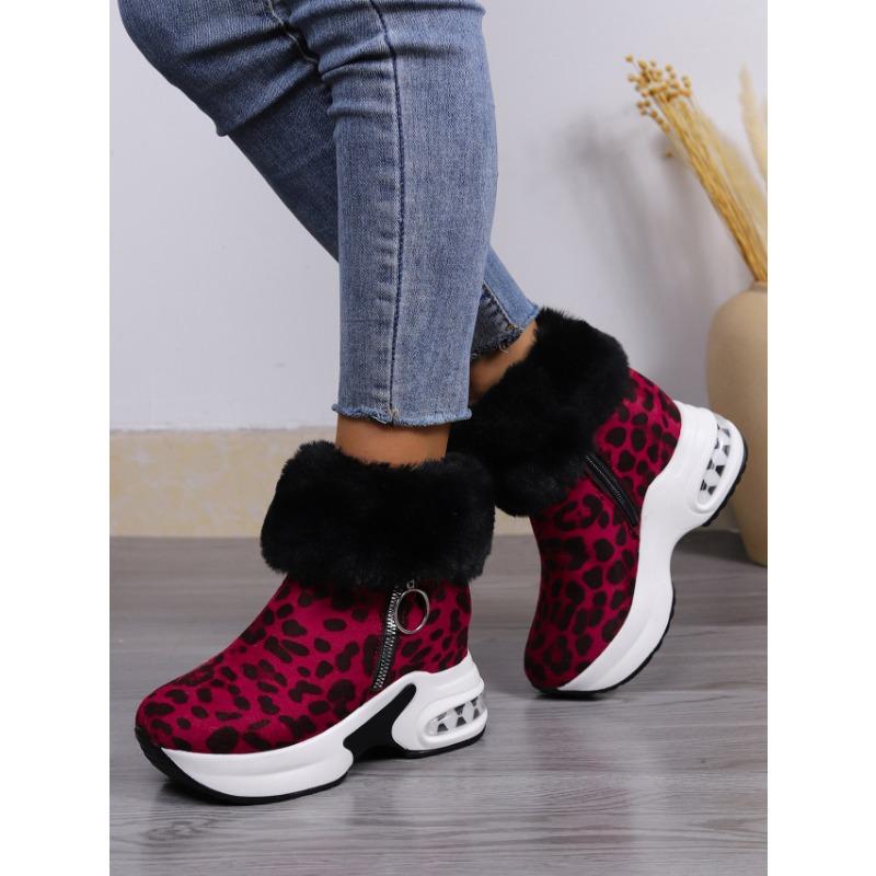 Large size snow boots for women's autumn and winter new warm and velvet red heightening casual cotton shoes for women