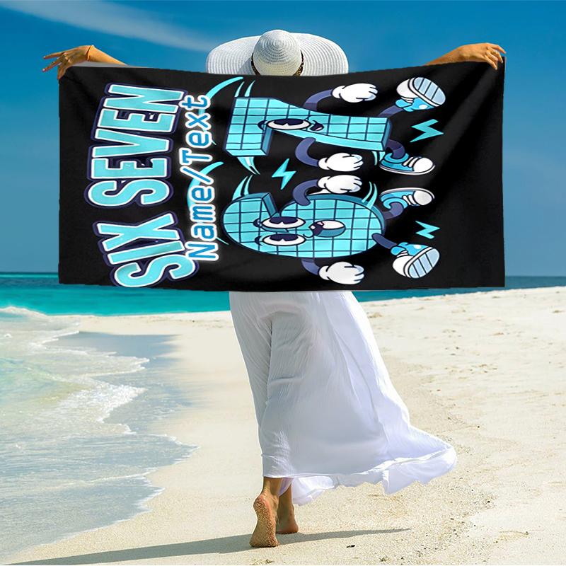 1PC Custom Name "Six Seven Adventure" Beach Towel Highly Absorbent And Sand-Resistant Towel for Swimming, Pool, Yoga, And Travel Lightweight