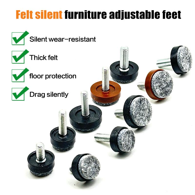 4/8 Peças Feltro Ajustável Redondo Parafusos de Perna de Móvel Antiderrapante M6 M8 Mesa Cadeira Armário Pés de Equilíbrio Almofadas