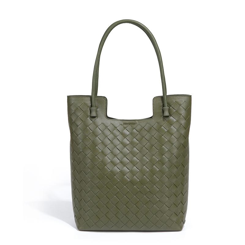 Draagtas, Lente en Zomer Dames Tas, Modieuze Geweven Tas, High-end Gevoel, Super Zacht Leer, Enkele Schouder Handvat Echt Lederen Tas gray
