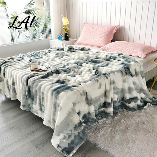 Soft Fuzzy Bed Blanket 3D Bubble Plush Throw Blanket Tie Dye Faux Rabbit Fur Texture Skin Friendly Feel Fleece Warm Cozy Decorative Cover for