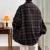 Japan Style Plaid Vintage Coats Men's Clothing Turn-down Collar Autumn Winter New Stylish Pockets Patchwork Casual Loose